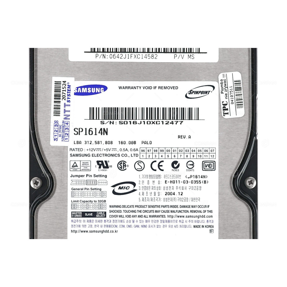 SP1614N SAMSUNG HDD 160GB  7.2K  EIDE  3.5" LFF